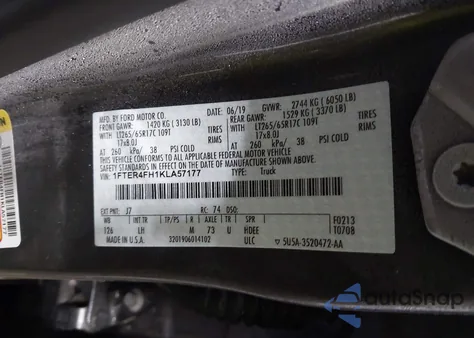 2019 Ford Ranger Xlt from USA, damaged, VIN 1FTER4FH1KLA57177